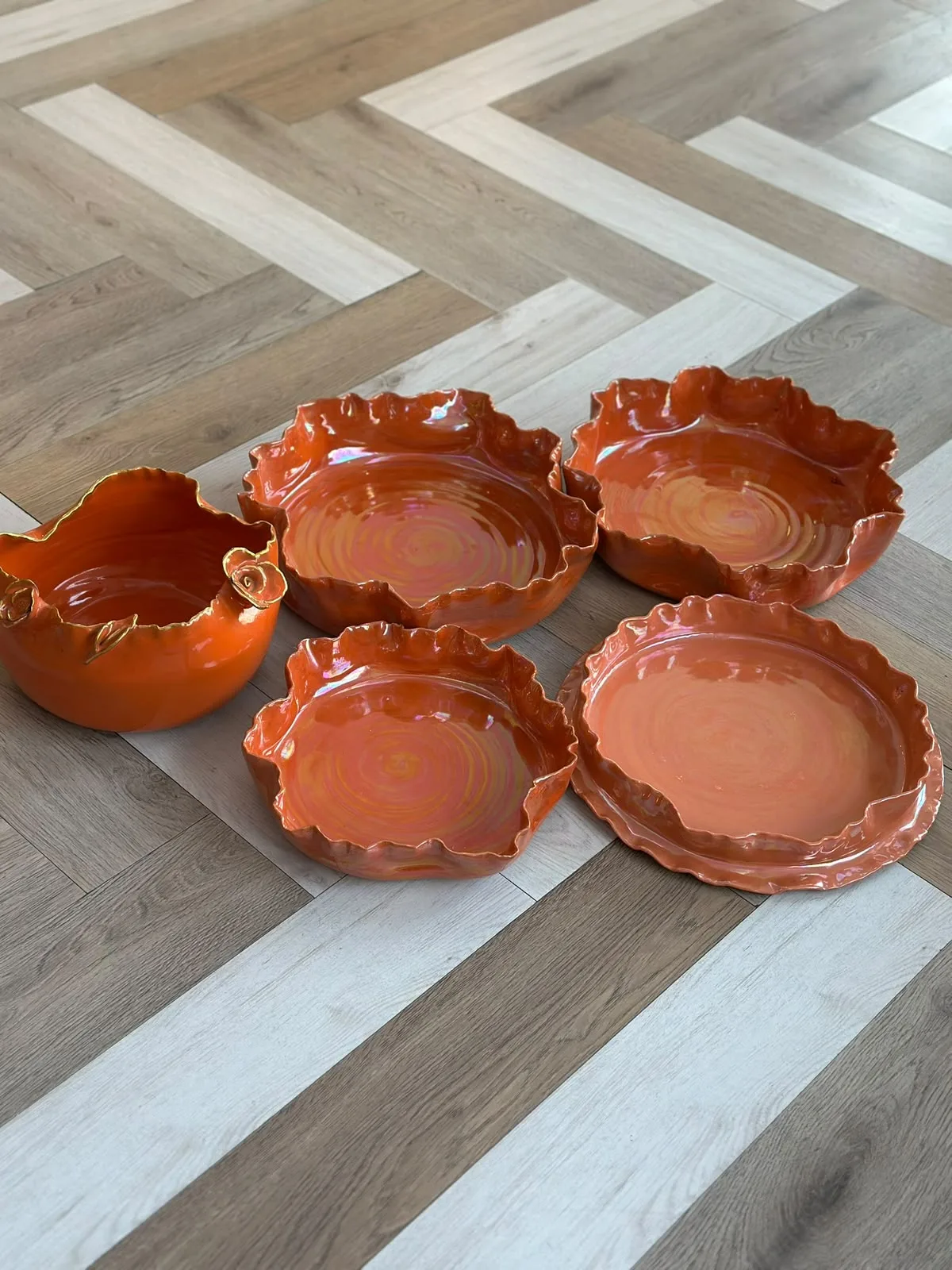 CERAMIC VIBRANT ORANGE TRAYS