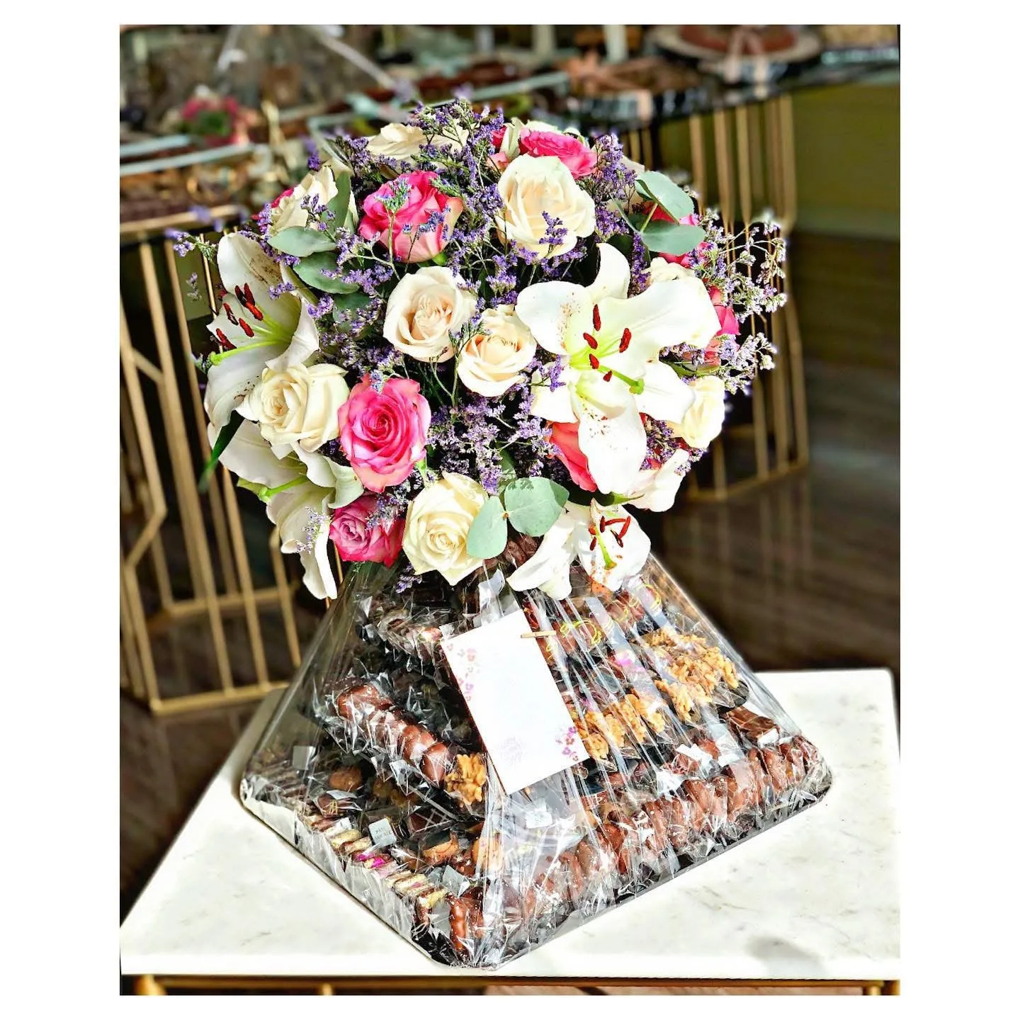 CHOCOLATE WRAPPED WITH FLOWERS