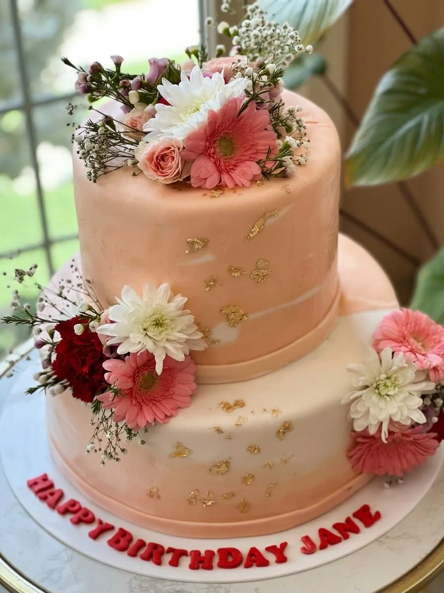 2 LAYER CAKE WITH FLOWER